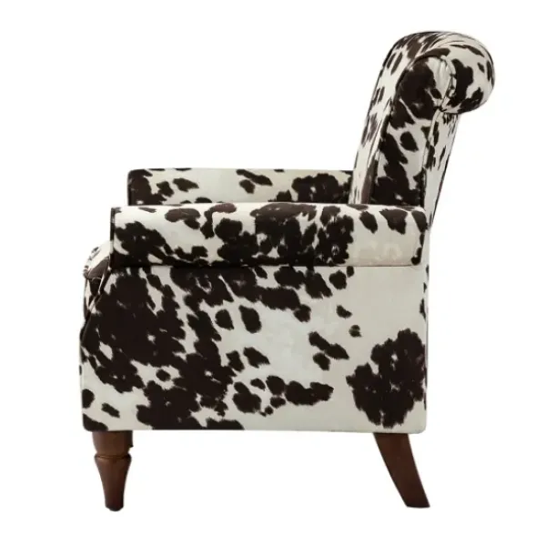 Accent Chairs-Kirkland's Home Brown Cow Print Upholstered Accent Chair Brown/Ivory