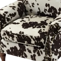 Accent Chairs-Kirkland's Home Brown Cow Print Upholstered Accent Chair Brown/Ivory