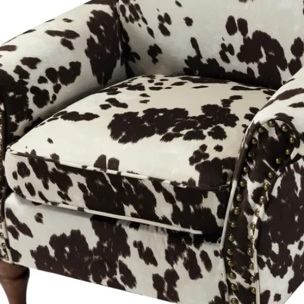 Accent Chairs-Kirkland's Home Brown Cow Print Upholstered Accent Chair Brown/Ivory