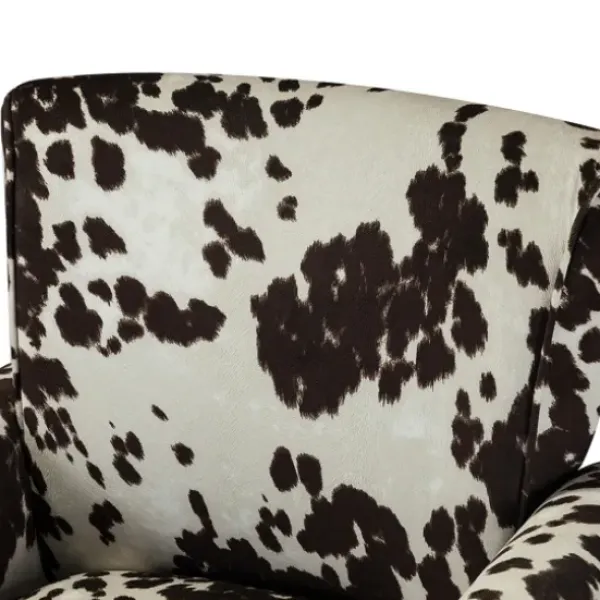 Accent Chairs-Kirkland's Home Brown Cow Print Upholstered Accent Chair Brown/Ivory