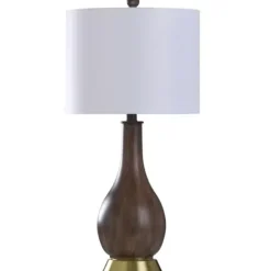 Table Lamps-Kirkland's Home Brown Curved Wood Table Lamp White