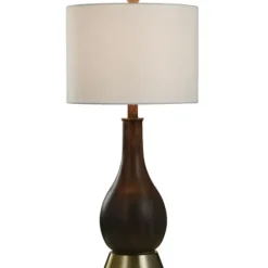 Table Lamps-Kirkland's Home Brown Curved Wood Table Lamp White