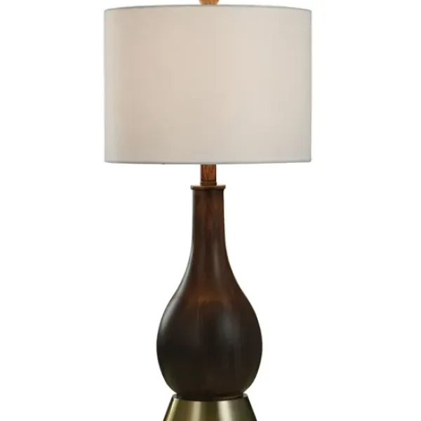 Table Lamps-Kirkland's Home Brown Curved Wood Table Lamp White