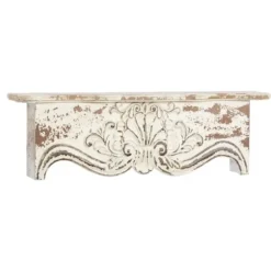 Shelves-Kirkland's Home Brown Distressed Carved Wood Wall Shelf