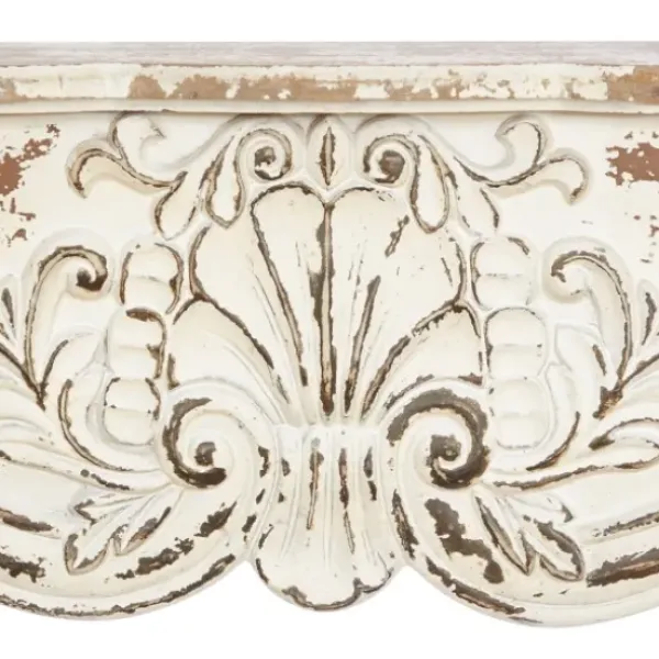 Shelves-Kirkland's Home Brown Distressed Carved Wood Wall Shelf