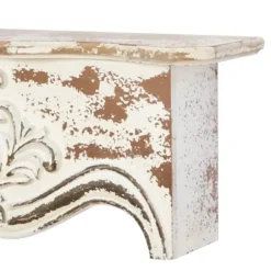 Shelves-Kirkland's Home Brown Distressed Carved Wood Wall Shelf