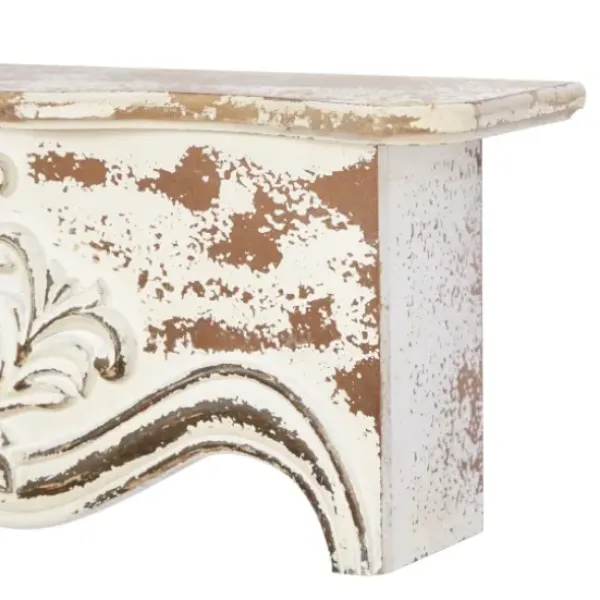 Shelves-Kirkland's Home Brown Distressed Carved Wood Wall Shelf