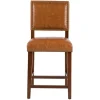 Bar Stools & Counter Height Stools-Kirkland's Home Brown Faux Leather Square Classic Counter Stool Tan