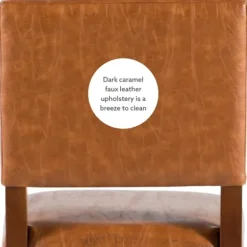 Bar Stools & Counter Height Stools-Kirkland's Home Brown Faux Leather Square Classic Counter Stool Tan