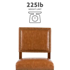 Bar Stools & Counter Height Stools-Kirkland's Home Brown Faux Leather Square Classic Counter Stool Tan