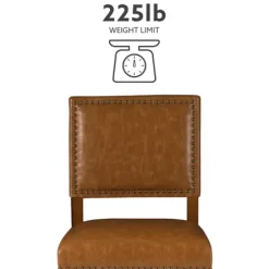 Bar Stools & Counter Height Stools-Kirkland's Home Brown Faux Leather Square Classic Bar Stool Tan