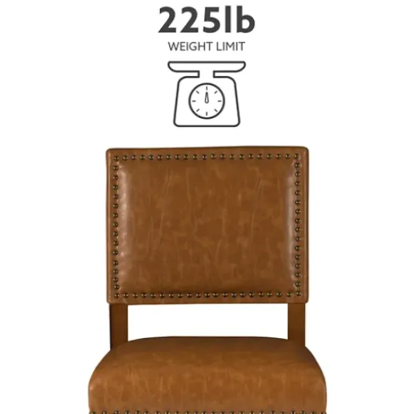 Bar Stools & Counter Height Stools-Kirkland's Home Brown Faux Leather Square Classic Bar Stool Tan