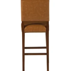 Bar Stools & Counter Height Stools-Kirkland's Home Brown Faux Leather Square Classic Bar Stool Tan