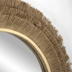 Decorative Mirrors-Kirkland's Home Brown Fringe Jute Round Wall Mirror