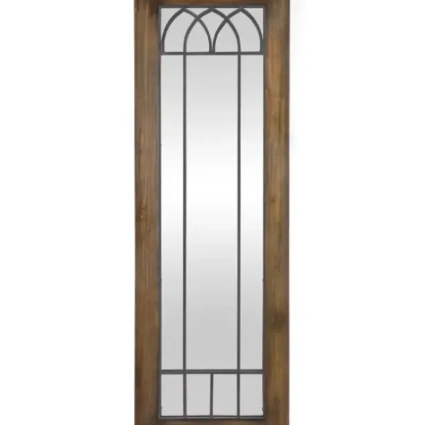 Decorative Mirrors-Kirkland's Home Brown Larissa Arched Window Leaning Mirror