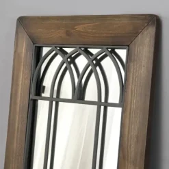 Decorative Mirrors-Kirkland's Home Brown Larissa Arched Window Leaning Mirror