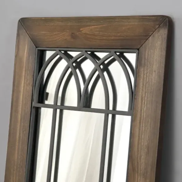 Decorative Mirrors-Kirkland's Home Brown Larissa Arched Window Leaning Mirror
