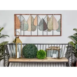 Wall Plaques-Kirkland's Home Brown Metal And Wood Leaves Wall Plaque Brown/Black