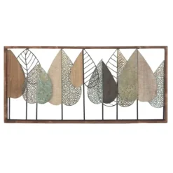 Wall Plaques-Kirkland's Home Brown Metal And Wood Leaves Wall Plaque Brown/Black