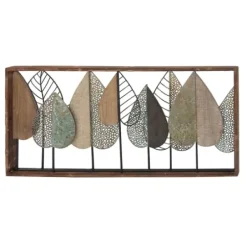 Wall Plaques-Kirkland's Home Brown Metal And Wood Leaves Wall Plaque Brown/Black