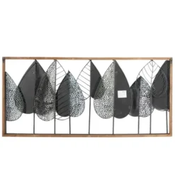 Wall Plaques-Kirkland's Home Brown Metal And Wood Leaves Wall Plaque Brown/Black