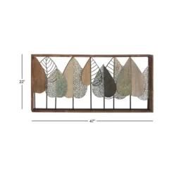 Wall Plaques-Kirkland's Home Brown Metal And Wood Leaves Wall Plaque Brown/Black