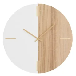 Clocks-Kirkland's Home Brown Neutral Element Wall Clock White