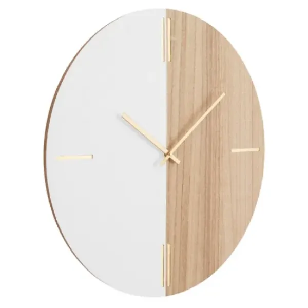 Clocks-Kirkland's Home Brown Neutral Element Wall Clock White