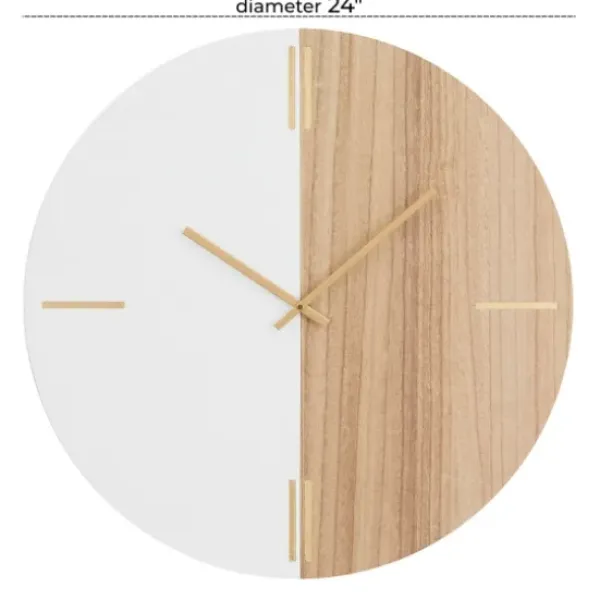 Clocks-Kirkland's Home Brown Neutral Element Wall Clock White
