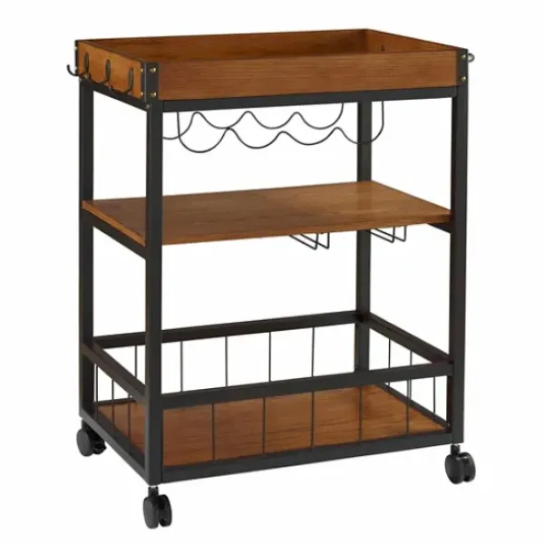 Kitchen Islands & Bar Carts-Kirkland's Home Brown Norcross Industrial Rolling Bar Cart