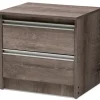 Nightstands-Kirkland's Home Brown Oak Wood Finish 2-Drawer Nightstand