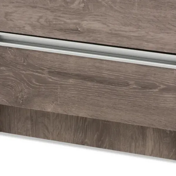 Nightstands-Kirkland's Home Brown Oak Wood Finish 2-Drawer Nightstand