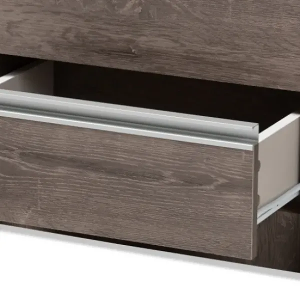 Nightstands-Kirkland's Home Brown Oak Wood Finish 2-Drawer Nightstand