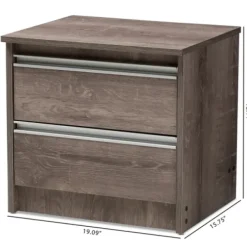Nightstands-Kirkland's Home Brown Oak Wood Finish 2-Drawer Nightstand