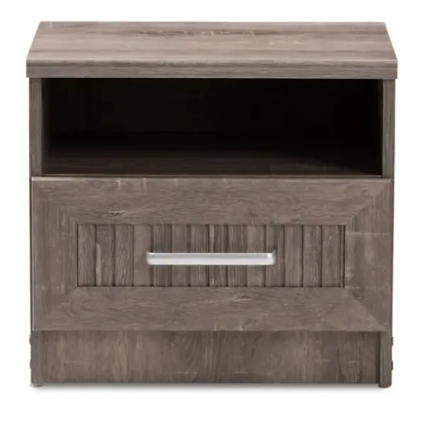 Nightstands-Kirkland's Home Brown Oak Wood Finish Open Shelf Nightstand
