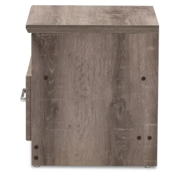 Nightstands-Kirkland's Home Brown Oak Wood Finish Open Shelf Nightstand