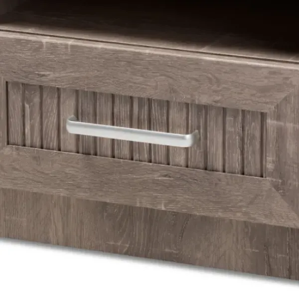 Nightstands-Kirkland's Home Brown Oak Wood Finish Open Shelf Nightstand
