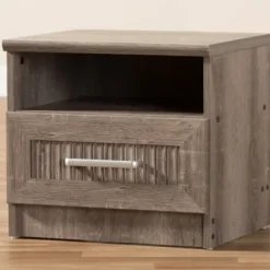 Nightstands-Kirkland's Home Brown Oak Wood Finish Open Shelf Nightstand