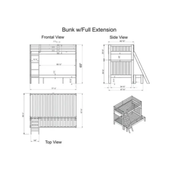 Beds & Headboards-Kirkland's Home Brown Pine Wood Detachable Full And Twin Bunk Bed