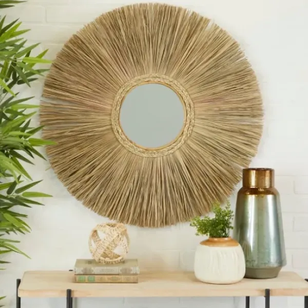 Decorative Mirrors-Kirkland's Home Brown Reed And Wood Wall Mirror