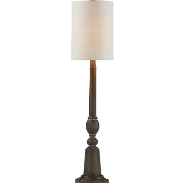 Buffet Lamps-Kirkland's Home Brown Resin Traditional Candlestick Buffet Lamp Ivory