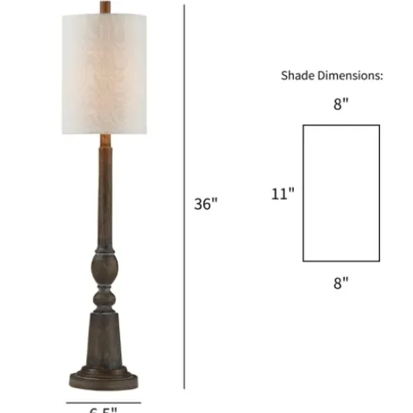 Buffet Lamps-Kirkland's Home Brown Resin Traditional Candlestick Buffet Lamp Ivory
