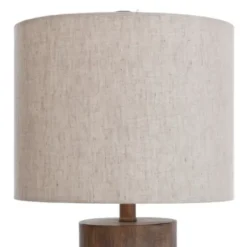 Table Lamps-Kirkland's Home Brown Ribbed Wood Finish Table Lamp Tan