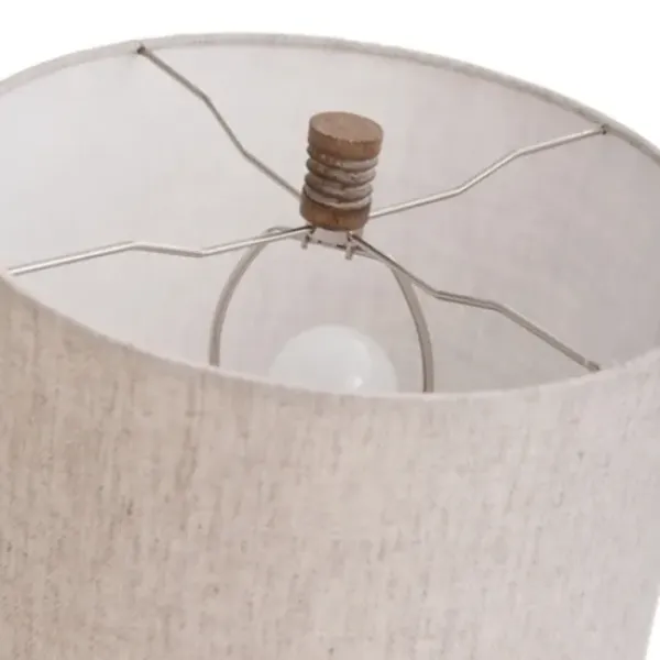 Table Lamps-Kirkland's Home Brown Ribbed Wood Finish Table Lamp Tan