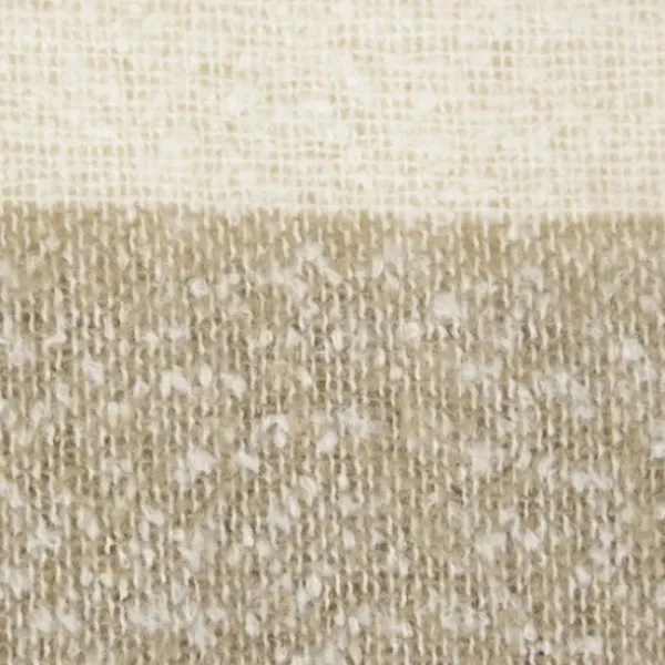 Blankets & Throws-Kirkland's Home Brown Rugby Stripe Fringe Throw Ivory/Brown