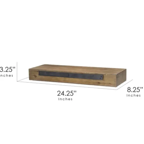 Shelves-Kirkland's Home Brown Rustic Floating Wooden Shelf