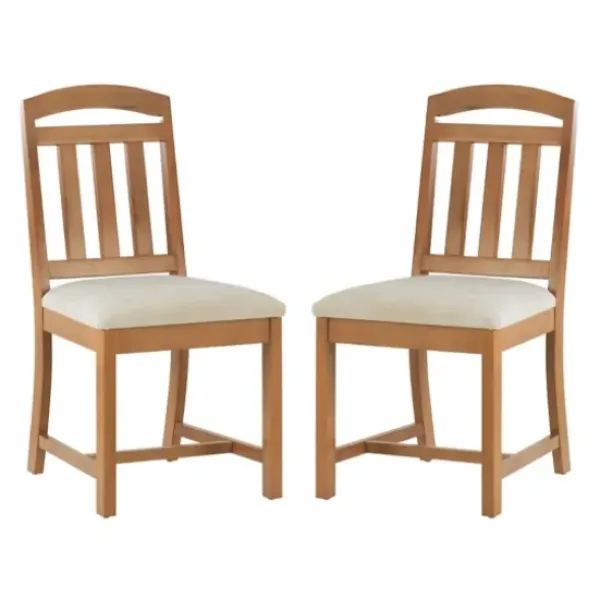 Dining Chairs-Kirkland's Home Brown Slatted Upholstered Dining Chairs, Set Of 2 Brown/White