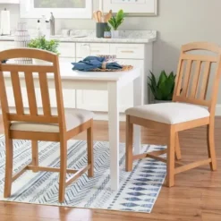 Dining Chairs-Kirkland's Home Brown Slatted Upholstered Dining Chairs, Set Of 2 Brown/White