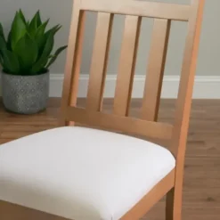 Dining Chairs-Kirkland's Home Brown Slatted Upholstered Dining Chairs, Set Of 2 Brown/White