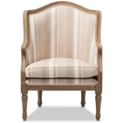 Accent Chairs-Kirkland's Home Brown Striped Upholstered Accent Chair Brown/Tan/White